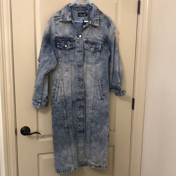 Thrill Jackets Coats Distressed Long Denim Trench Poshmark